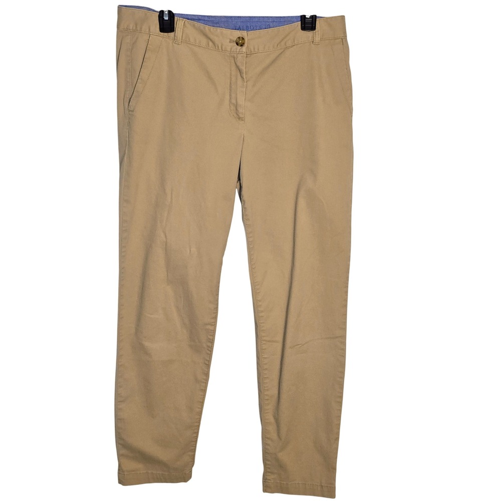 Talbots The Weekend Chino Pants Tan Khaki Cotton Stretch Tapered Leg Womens 10